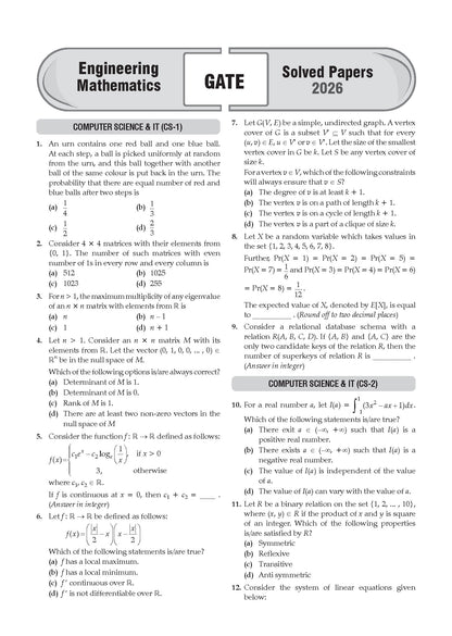 GATE Engineering Mathematics 17 Years' Year-wise Solved Papers | 2010-2026 | Includes 2026 Solved Paper | 1100+ Questions | All Streams: CS, EC, EE, ME, CE, IT | For 2027 Exam