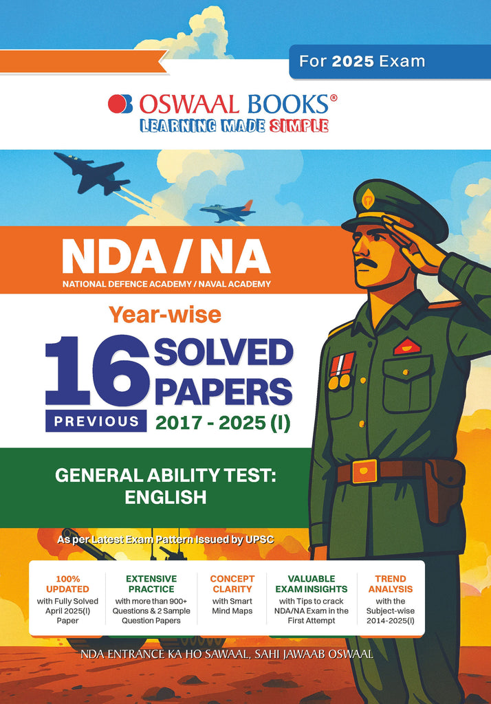 NDA-NA (NATIONAL DEFENCE ACADEMY/NAVAL ACADEMY) 16 Previous Solved Papers| Year-wise 2017-2025 (I) | General Ability Test: English | For 2025 Exam