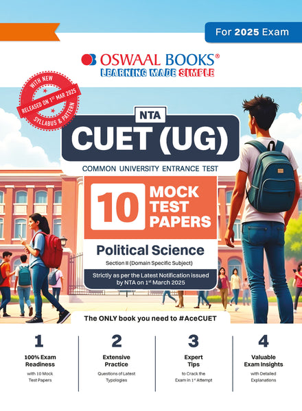 NTA CUET (UG) 10 Mock Test Papers | Section II Political Science (For 2025 Exam) | With New Syllabus & Pattern Released on 1st March 2025