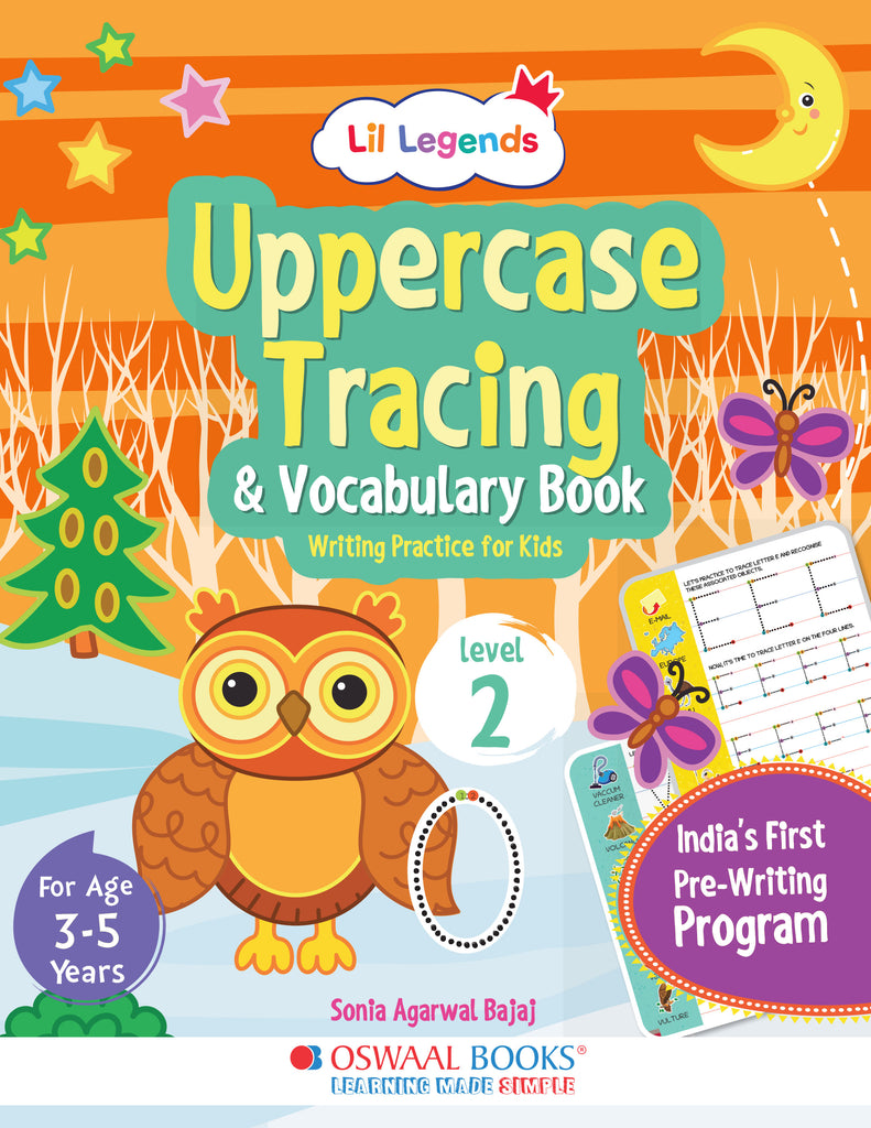 Lil Legends Uppercase Tracing & Vocabulary Book Level-2 | Writing Practice Book for Kids, | Age- 3 to 5 Years|