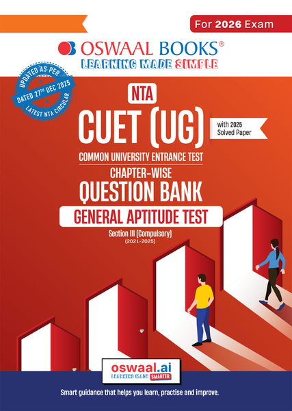 NTA CUET (UG) Chapter-wise Question Bank General Aptitude Test For 2026 Exam (as per latest 27 Dec., notification) | PYQs & 950+ NCERT aligned MCQs |With Oswaal AI