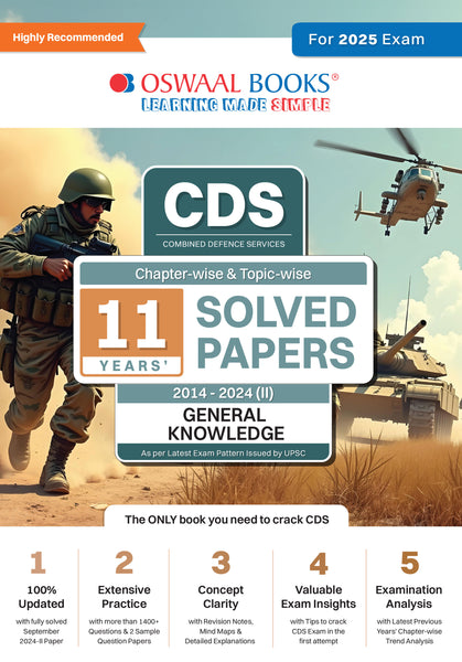 CDS (Combined Defence Services) Chapter-wise & Topic-wise 11 Years' Solved Papers 2014-2024 (II) | General Knowledge | For 2025 Exam