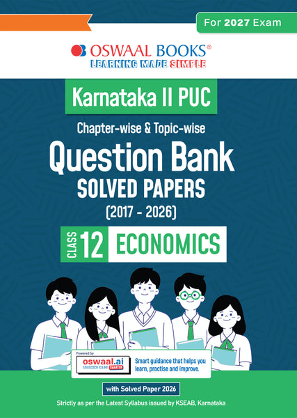 Karnataka II PUC Chapter-wise & Topic-wise Question Bank Class 12 Economics | 1550+ Questions, Revision Notes, Mind Maps, Mnemonics, Fully Solved PYQs (2026–2017) | 2027 Board Exam | oswaal.ai