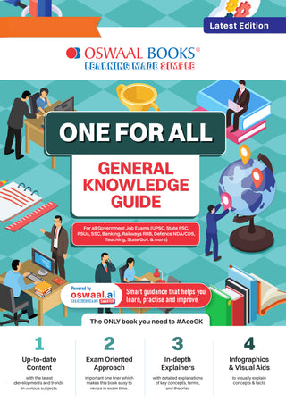 One for all General Knowledge Guide English Medium (Latest Edition) | For All Government Job Exams (UPSC, PSC, PSUs, SSC, Banking, Railways RRB, Defence NDA/CDS, Teaching, State Govt. & More)