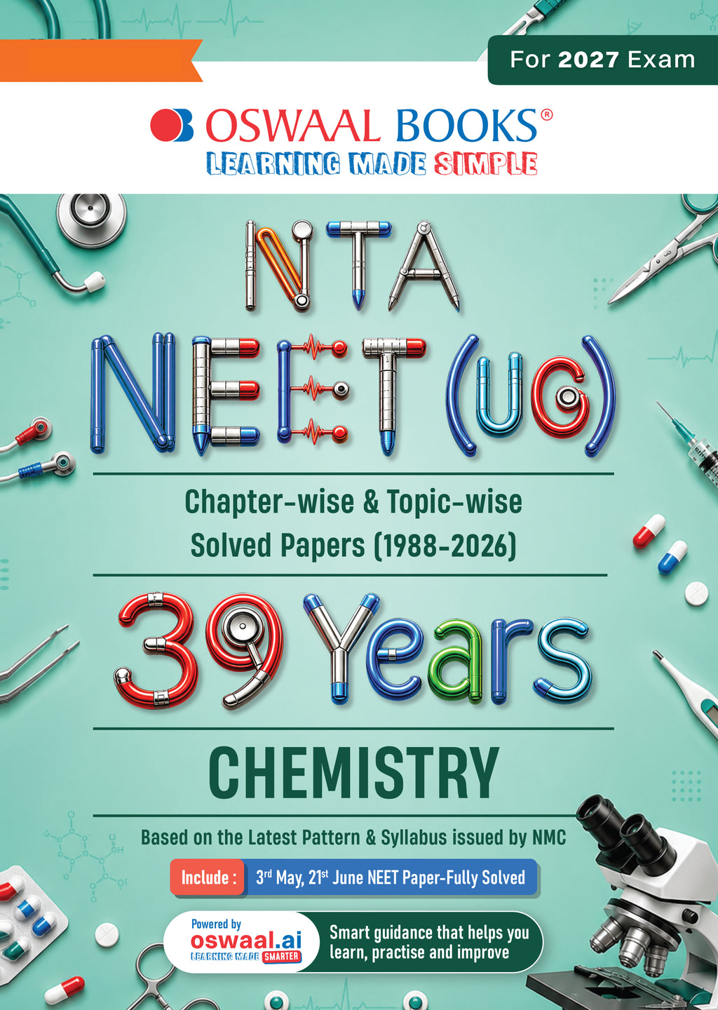 Cover of NEET (UG) 39 Years’ Chemistry Question Bank by Oswaal Books