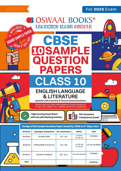 CBSE Sample Question Papers Class 10 English Language & Literature Book  (For 2025 Exam)