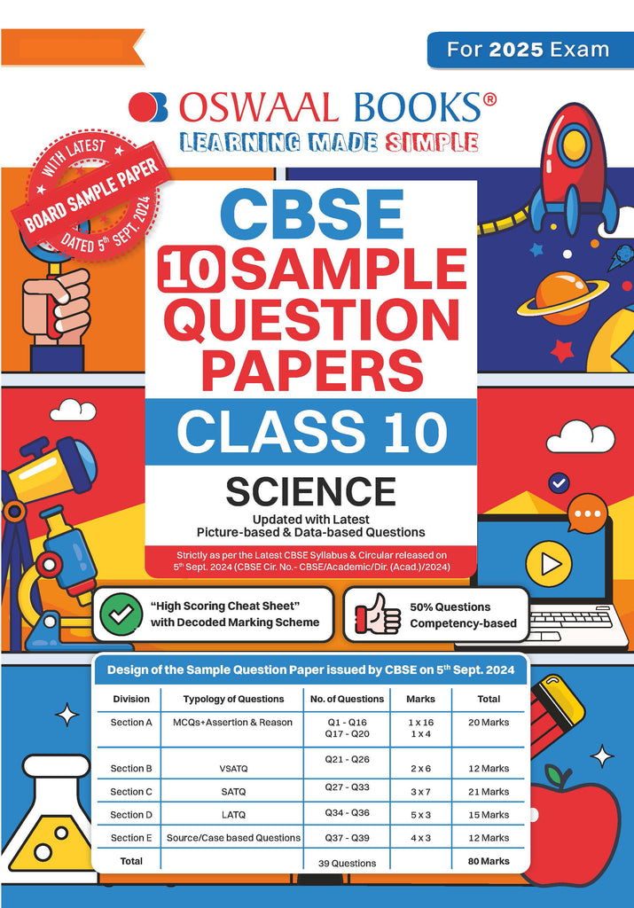 CBSE Sample Question Papers Class 10 Science Book (For 2025 Exam)