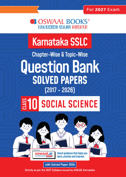 Karnataka SSLC Chapterwise and Topicwise Question Bank Solved Papers (2017 - 2026) |Class 10| Social Science English Medium|Includes 2026 Paper – Fully solved|For 2027 Exam| With oswaal.ai