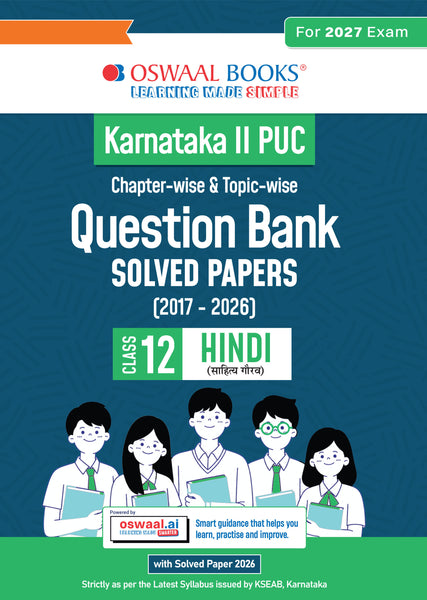 Karnataka II PUC Chapter-wise & Topic-wise Question Bank Class 12 Hindi | 1550+ Questions | Revision Notes, Mind Maps, Mnemonics | Fully Solved PYQs (2026–2017) | 2027 Board Exam | oswaal.ai