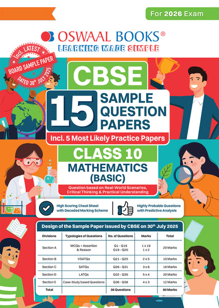 CBSE 15 Sample Question Papers Class 10 Mathematics Basic for 2026 Board Exam (As per CBSE Sample Question Paper issued on 30 July 2025), recommended by 2025 CBSE Toppers with Chapter wise Highly Probable Questions
