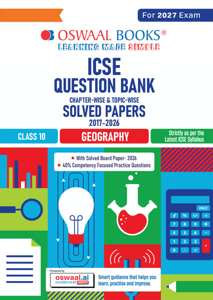 Class 10 ICSE Question Bank Geography (2017 – 2026) |For 2027 Exam Chapter-wise & Topic-wise with Competency Based Questions |  Includes 2026 Paper- fully solved | Self-Assessment Papers | Practice Papers