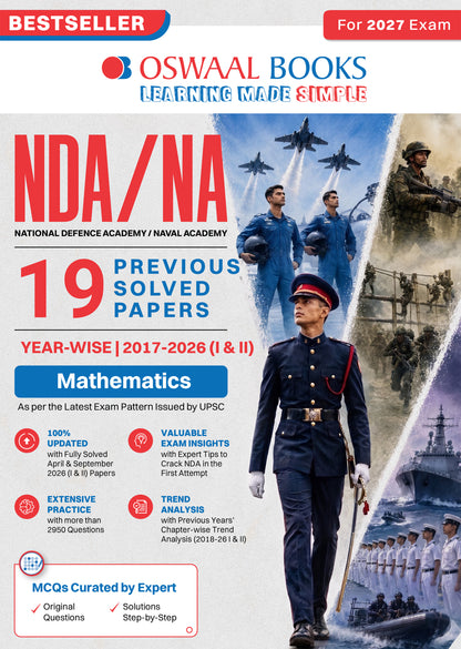 NDA-NA (National Defence Academy/Naval Academy) 19 Previous Years’ Solved Papers | Year-wise 2017–2026 (I & II) | Mathematics | For 2027 Exam | with Oswaal AI