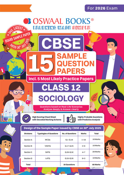 CBSE 15 Sample Question Papers Class 12 Sociology for 2026 Board Exam (As per CBSE Sample Question Paper issued on 30 July 2025), recommended by 2025 CBSE Toppers with Chapter wise Highly Probable Questions