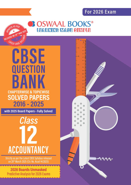 CBSE Question Bank Chapterwise and Topicwise SOLVED PAPERS Class 12 Accountancy For Exam 2026