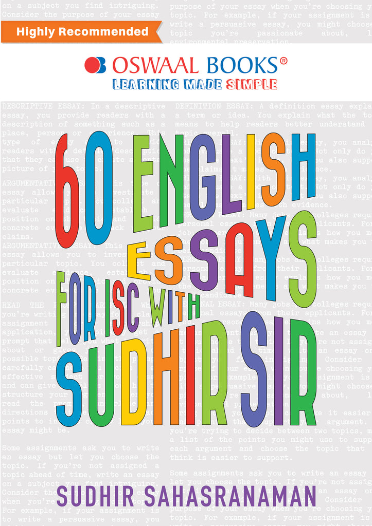 ISC 60 English Essays for Class 11 & 12 by Sudhir Sir (Latest Edition)