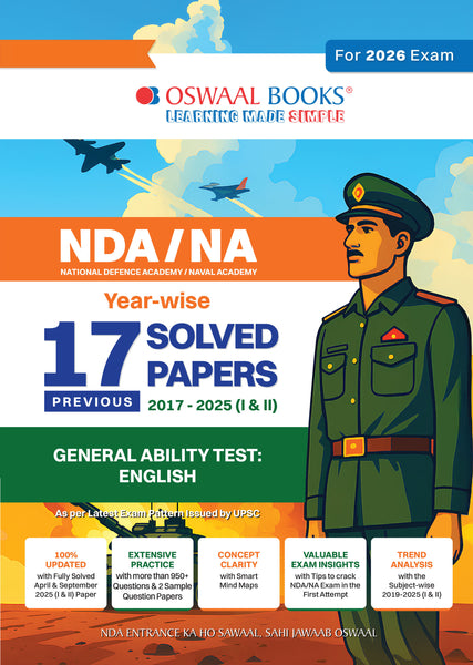 NDA-NA (NATIONAL DEFENCE ACADEMY/NAVAL ACADEMY) 17 Previous Solved Papers| Year-wise 2017-2025 (I & II ) | General Ability Test: English