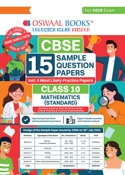 CBSE 15 Sample Question Papers Class 10 Mathematics Standard for 2026 Board Exam (As per CBSE Sample Question Paper issued on 30 July 2025), recommended by 2025 CBSE Toppers with Chapter wise Highly Probable Questions