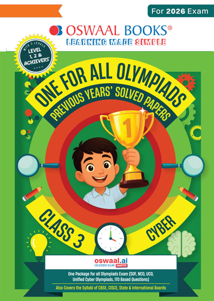 One for All Olympiads Chapter-wise Previous Years' Solved Papers, Prep-Guide (with Level 1, 2 & Achievers Section) Class 3 Cyber For 2026 Exam