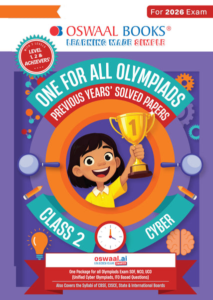 One for All Olympiads Chapter-wise Previous Years' Solved Papers, Prep-Guide (with Level 1, 2 & Achievers Section) Class 2 Cyber For 2026 Exam