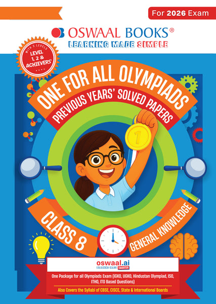One for All Olympiads Chapter-wise Previous Years' Solved Papers, Prep-Guide (with Level 1, 2 & Achievers Section) Class 8 General Knowledge For 2026 Exam