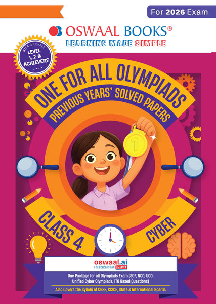 One for All Olympiads Chapter-wise Previous Years' Solved Papers, Prep-Guide (with Level 1, 2 & Achievers Section) Class 4 Cyber For 2026 Exam