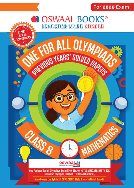 One for All Olympiads Chapter-wise Previous Years' Solved Papers, Prep-Guide (with Level 1, 2 & Achievers Section) Class 8 Mathematics For 2026 Exam