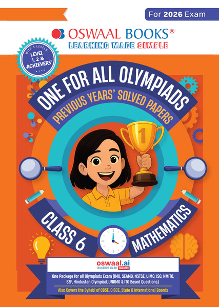 One for All Olympiads Chapter-wise Previous Years' Solved Papers, Prep-Guide (with Level 1, 2 & Achievers Section) Class 6 Mathematics For 2026 Exam