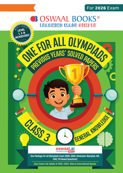 One for All Olympiads Chapter-wise Previous Years' Solved Papers, Prep-Guide (with Level 1, 2 & Achievers Section) Class 3 General Knowledge For 2026 Exam