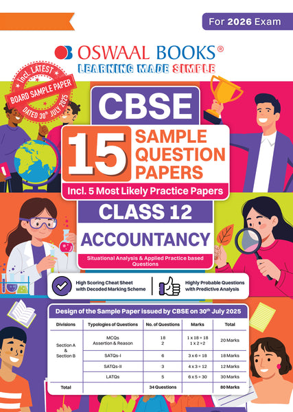 CBSE 15 Sample Question Papers Class 12 Accountancy for 2026 Board Exam (As per CBSE Sample Question Paper issued on 30 July 2025), recommended by 2025 CBSE Toppers with Chapter wise Highly Probable Questions
