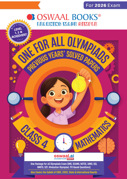 One for All Olympiads Chapter-wise Previous Years' Solved Papers, Prep-Guide (with Level 1, 2 & Achievers Section) Class 4 Mathematics For 2026 Exam