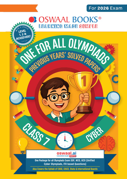 One for All Olympiads Chapter-wise Previous Years' Solved Papers, Prep-Guide (with Level 1, 2 & Achievers Section) Class 7 Cyber For 2026 Exam