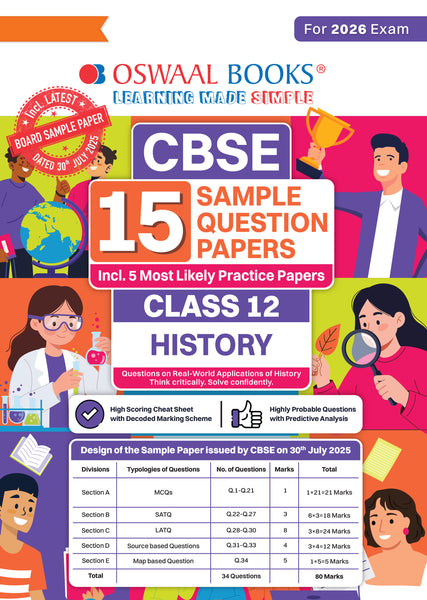 CBSE 15 Sample Question Papers Class 12 History for 2026 Board Exam (As per CBSE Sample Question Paper issued on 30 July 2025), recommended by 2025 CBSE Toppers with Chapter wise Highly Probable Questions