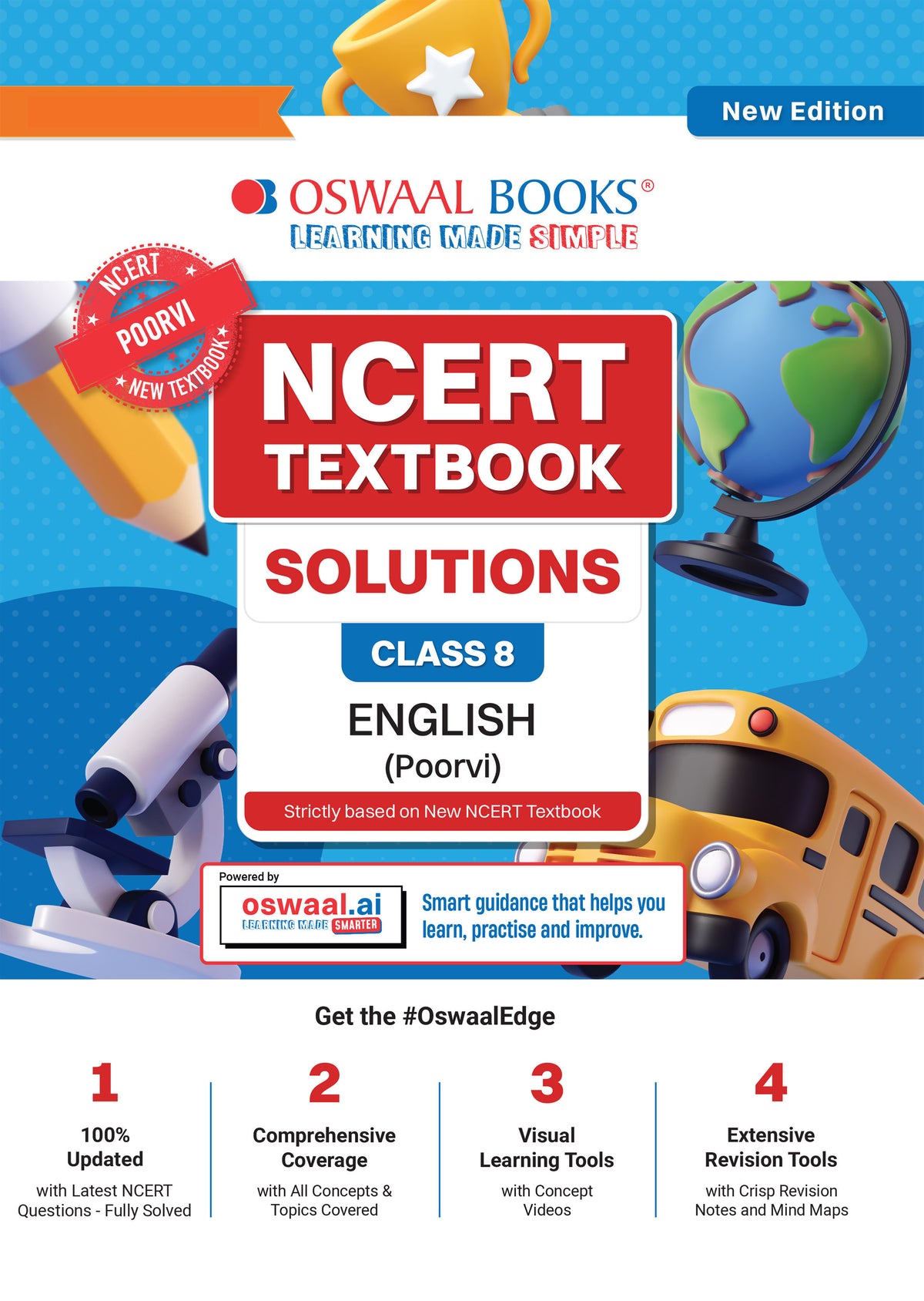 Oswaal NCERT Textbook Solutions English Class 8 | For CBSE 2026-27 Exam | Based on Latest NCERT Malhar | With Complete Solutions of Objective & Subjective Questions for Practice