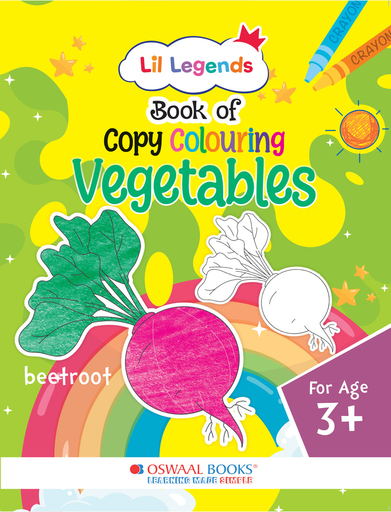 Lil Legends Book of Copy Colouring for kids,To Learn About Vegetables, Age 3 +