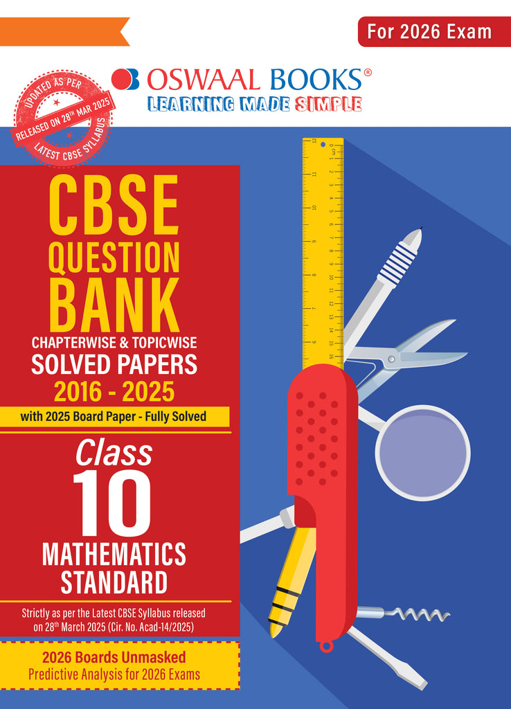 CBSE Question Bank Chapterwise and Topicwise SOLVED PAPERS Class 10 Mathematics (Standard) For Exam 2026