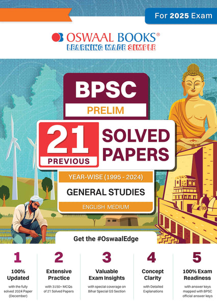 BPSC Prelims 21 Previous Years' solved papers (1995-2024) General Studies | English Medium (for 2025 Exam)