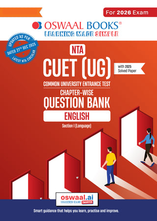 NTA CUET (UG) Chapter-wise Question Bank English For 2026 Exam (as per latest 27 Dec., notification) | PYQs & 500+ NCERT aligned MCQs |With Oswaal AI