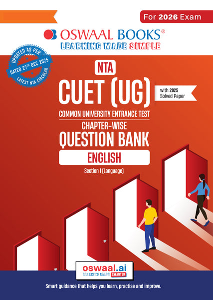 NTA CUET (UG) Chapter-wise Question Bank English For 2026 Exam (as per latest 27 Dec., notification) | PYQs & 500+ NCERT aligned MCQs |With Oswaal AI