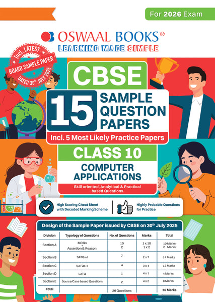 CBSE 15 Sample Question Papers Class 10 Computer Applications for 2026 Board Exam (As per CBSE Sample Question Paper issued on 30 July 2025), recommended by 2025 CBSE Toppers with Chapter wise Highly Probable Question