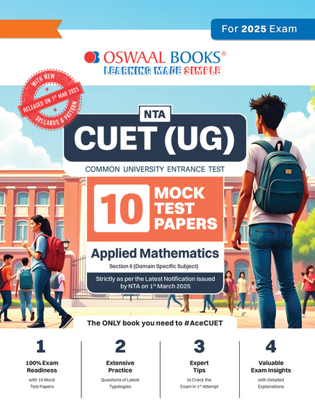 NTA CUET (UG) 10 Mock Test Papers | Section II Applied Maths (For 2025 Exam) | With New Syllabus & Pattern Released on 1st March 2025