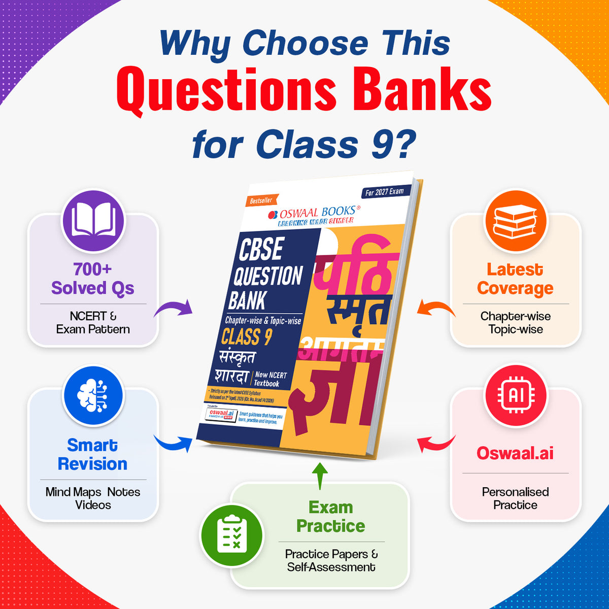 CBSE Class 9 Sanskrit Question Bank Chapter-wise & Topic-wise | Based on NCERT Textbook Sharda | Includes Summary, Competency-Based Question, Self-Assessment & Practice Papers