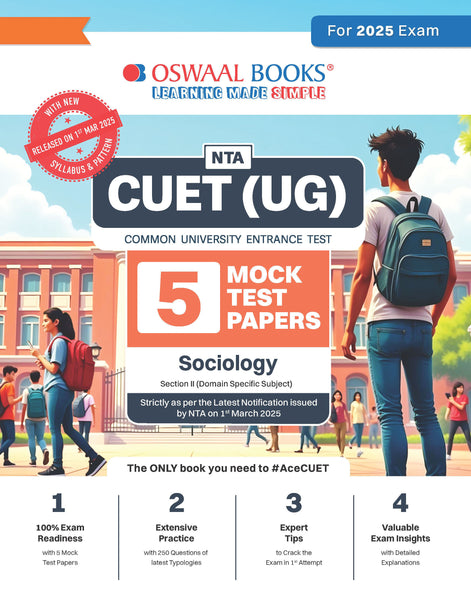 NTA CUET (UG) 5 Mock Test Papers | Section II Sociology (For 2025 Exam) | With New Syllabus & Pattern Released on 1st March 2025