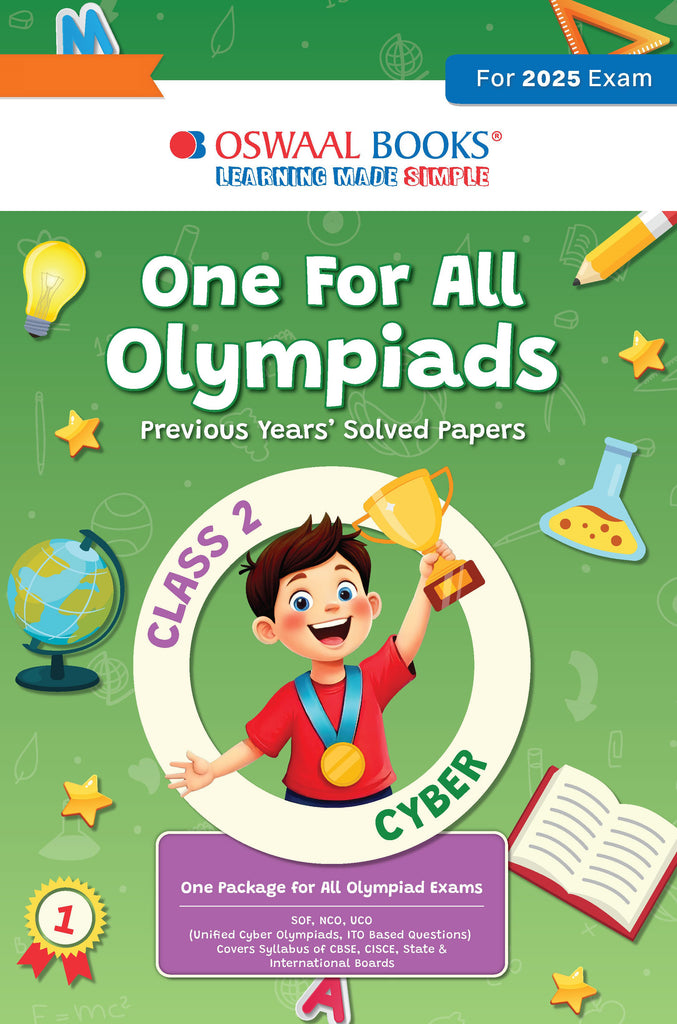 One for All Olympiads Previous Year Solved Papers Class 2 Cyber For 2025 Exam