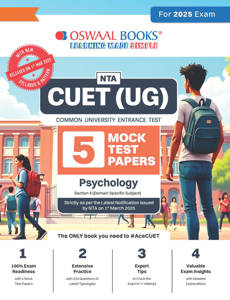 NTA CUET (UG) 5 Mock Test Papers | Section II Psychology (For 2025 Exam) | With New Syllabus & Pattern Released on 1st March 2025