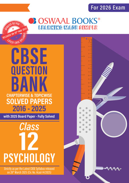 CBSE Question Bank Chapterwise and Topicwise SOLVED PAPERS Class 12 Psychology For Exam 2026
