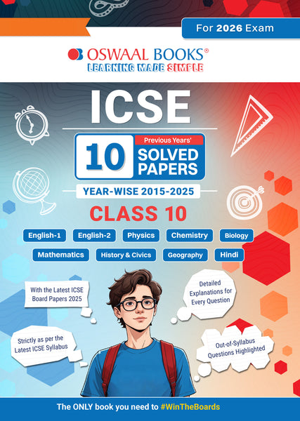 ICSE 10 Previous Years' Solved papers yearwise 2015-2025, Class 10, Physics, Chemistry, Mathematics, Biology, History and Civics, Geography, Hindi, English 1, English 2 (2026 Exam)