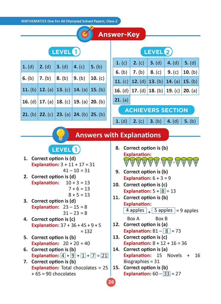 One For All Olympiad Class 2 Mathematics | Previous Years Solved Papers | For 2024-25 Exam