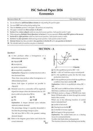 ISC 10 Previous Years’ Solved Papers (2016–2026) | Class 12 Commerce: Accountancy, Economics, Business Studies, Maths, Eng 1&, Hindi, Computer Sc. & Physical Edu. | For 2027 Exam |Oswaal AI