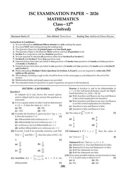 Oswaal ISC 10 Previous Years' Solved Papers Year-wise (2016-2026) | Class-12, Science (PCM) | Physics, Chemistry, Mathematics, Eng1& 2, Hindi, Computer Science, Physical Education (2027 Exam) | Oswaal AI