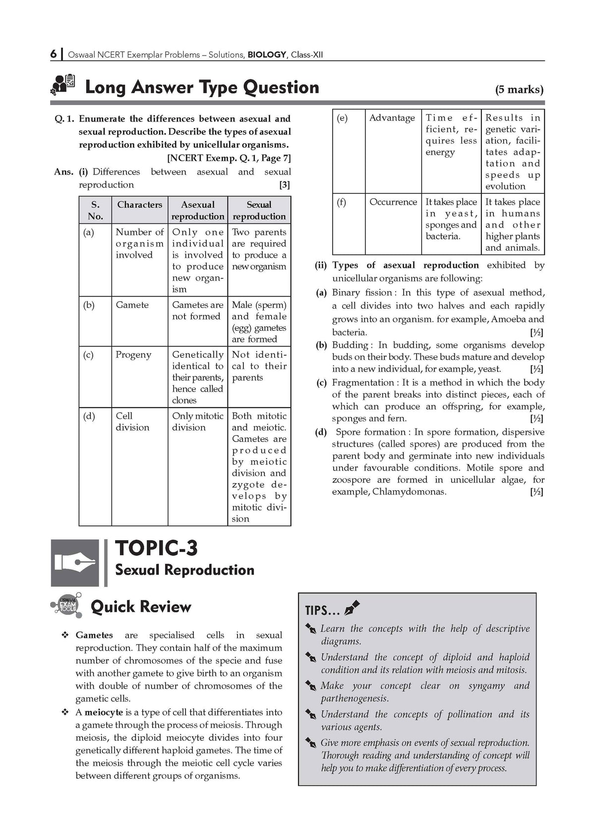 Oswaal NCERT Exemplar (Problems - Solutions) Class 12 Biology Book For Latest Board Exam